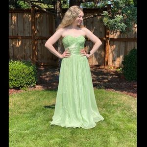 50s Strapless Ruched Formal Gown By FRED PERLBERG